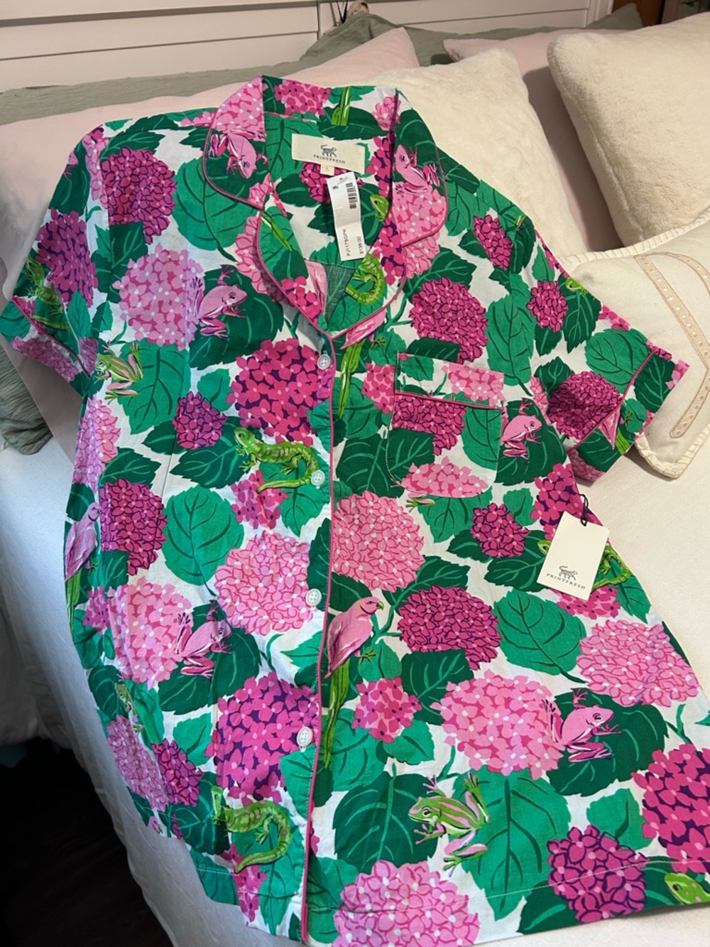 Printfresh Secret Garden Short Sleeve Pajama Top woman’s size large